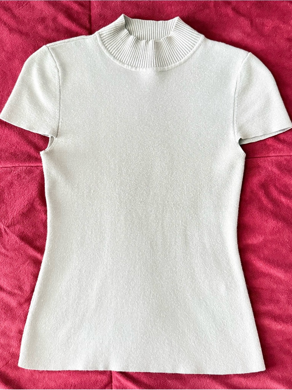 DKNY Cream Short-Sleeve Mock Neck Top